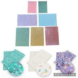 Faux Leather Crafts Mosaic leather sheets Glitter Gold Teal Blue Pink Purple​